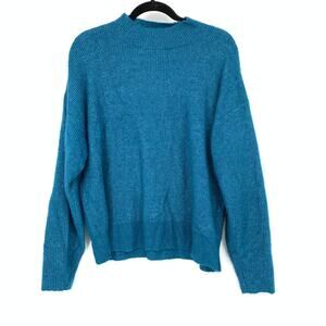 Ann Taylor Mock Neck Pullover Sweater Womens Size Large Blue Long Sleeve